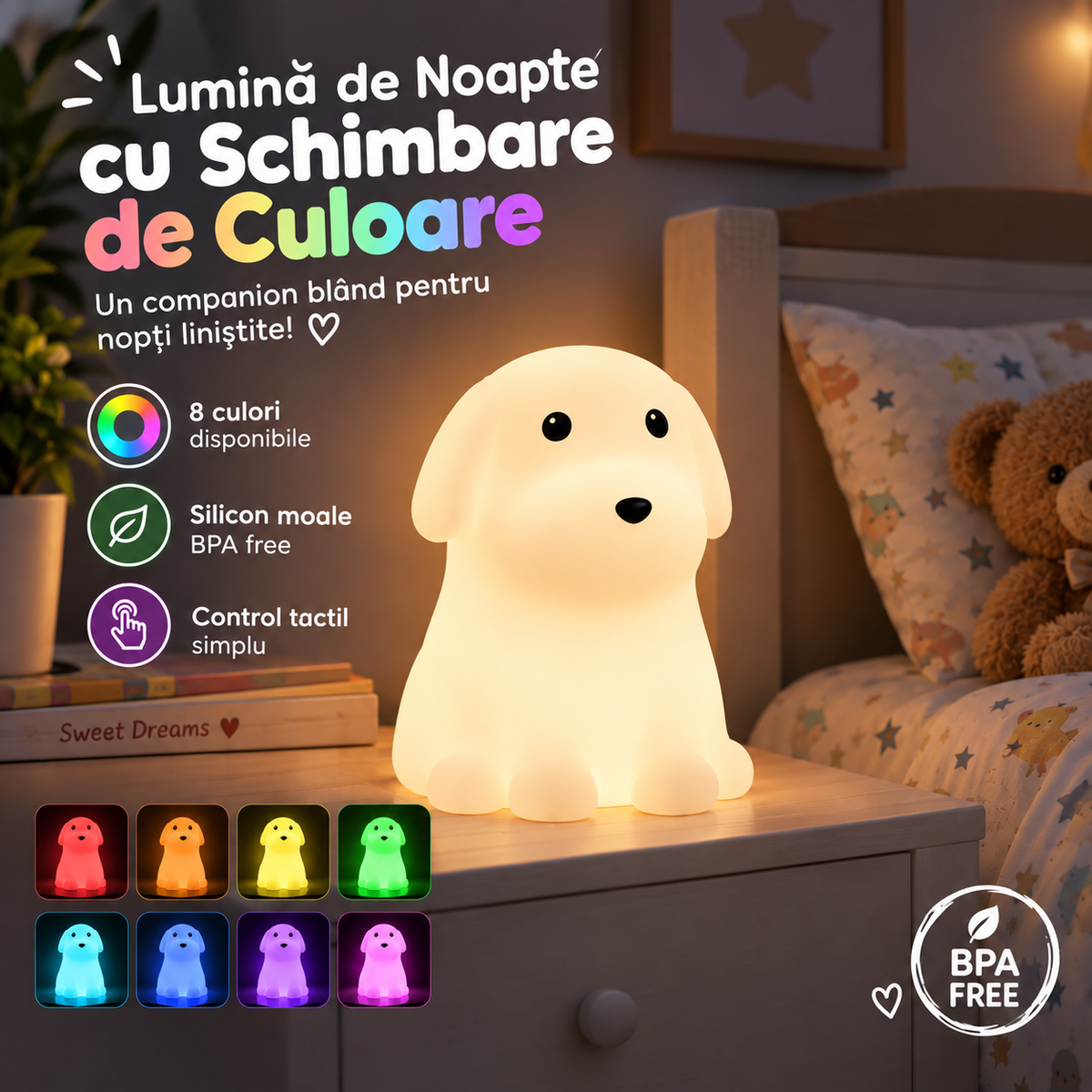 Cățelul Millo™ – Lampa de veghe pentru somn liniștit